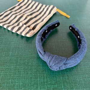 Lele Sadoughi light denim knotted headband.